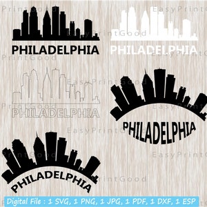 Philadelphia Skyline Cityscape Silhouette, City Shirt Svg, Outline Skyline, Pennsylvania Cityscape Vinyl Sign Design, Cut file, Cricut Svg