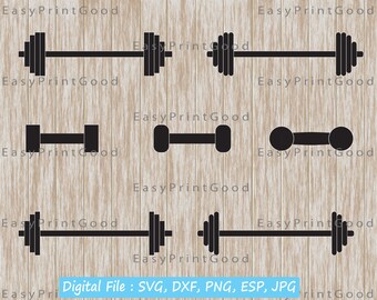Barbell & Weights SVG Clipart: Fitness Gym Silhouette (Digital Download)
