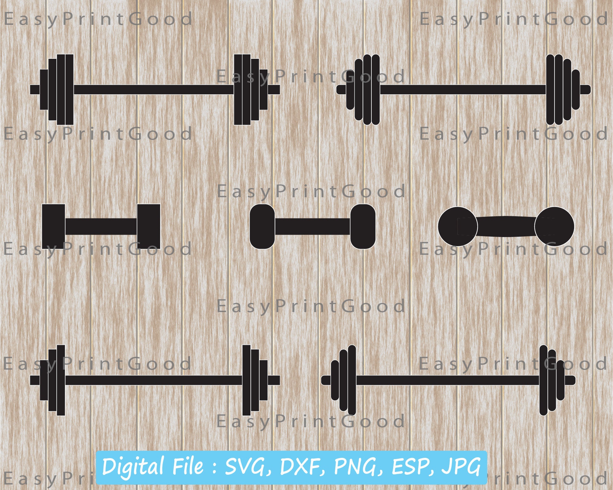 Barbell Svg Weights Svg Weightlifting Barbell Clipart Barbell | Etsy