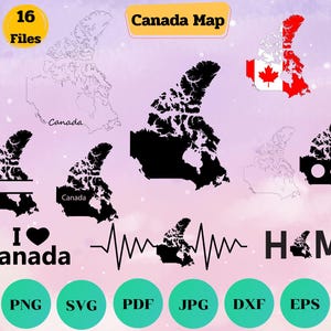 Paquete de mapas de Canadá en formato Svg, mapa de Canadá, marco de monograma, contorno de Canadá, blanco y negro, hogar, me encanta Canadá, archivo de corte, Cricut Svg