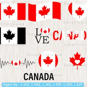 Canada Flag Svg, Canadian Flag Svg, Canada Clipart, Canada Cut File Bundle, Flag Of Canada Svg, Maple Leaf Svg, Patriotic,  Cut file, Cricut