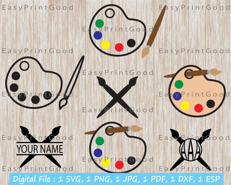 Paint Palette & Brush SVG Bundle: Artist Clipart (digital Download) - Etsy