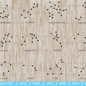 Zodiac Stars Svg Horoscope Svg Zodiac Stars Clipart Constellations Svg Zodiac Bundle Zodiac Signs Svg Horoscope Silhouette Cut file Cricut