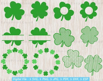 Shamrock SVG Bundle: St Patrick's Day Clipart, Monogram Frame (Cut File)