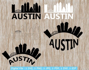 Austin Texas Skyline SVG Bundle: City Silhouette Clipart (Digital Download)