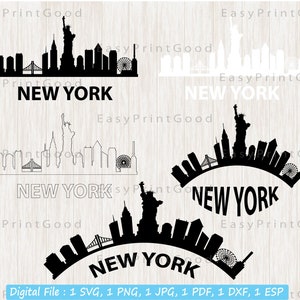 NEW YORK Svg, Silhouette de paysage urbain New York, New York City Svg, ville chemise Svg, NYC Cityscape vinyle signe Design, couper fichier, Cricut