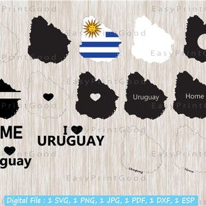 Uruguay Map Svg Bundle,Uruguay Country, Clipart, Uruguay Country Nation Silhouette, I Love, Home, Monogram Frame, Outline, Cut file, Cricut