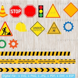 En Construction Svg, en Construction route signe Svg, Construction lignes Svg, ruban d’avertissement, citer en Construction, couper fichier, Cricut