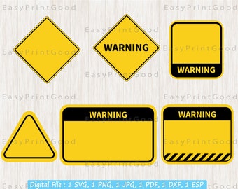 Yellow Road Warning Sign Svg, Caution Svg, Yellow Sign Silhouette, Blank Warning, Caution Warning, Warning Sign Clipart, Cut file, Cricut