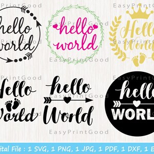 Hej världen SVG-paket: Nyfödd clipart, babyshower-klippfil (digital nedladdning)
