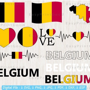 Belgium Flag SVG: Waving, Heart, Text - Cricut Cut File