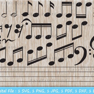 Musica Svg Note musicali Svg Note musicali Clipart Spartiti Svg Music Note Bundle File di note musicali per Cricut Music Notes Silhouette Png Jpg