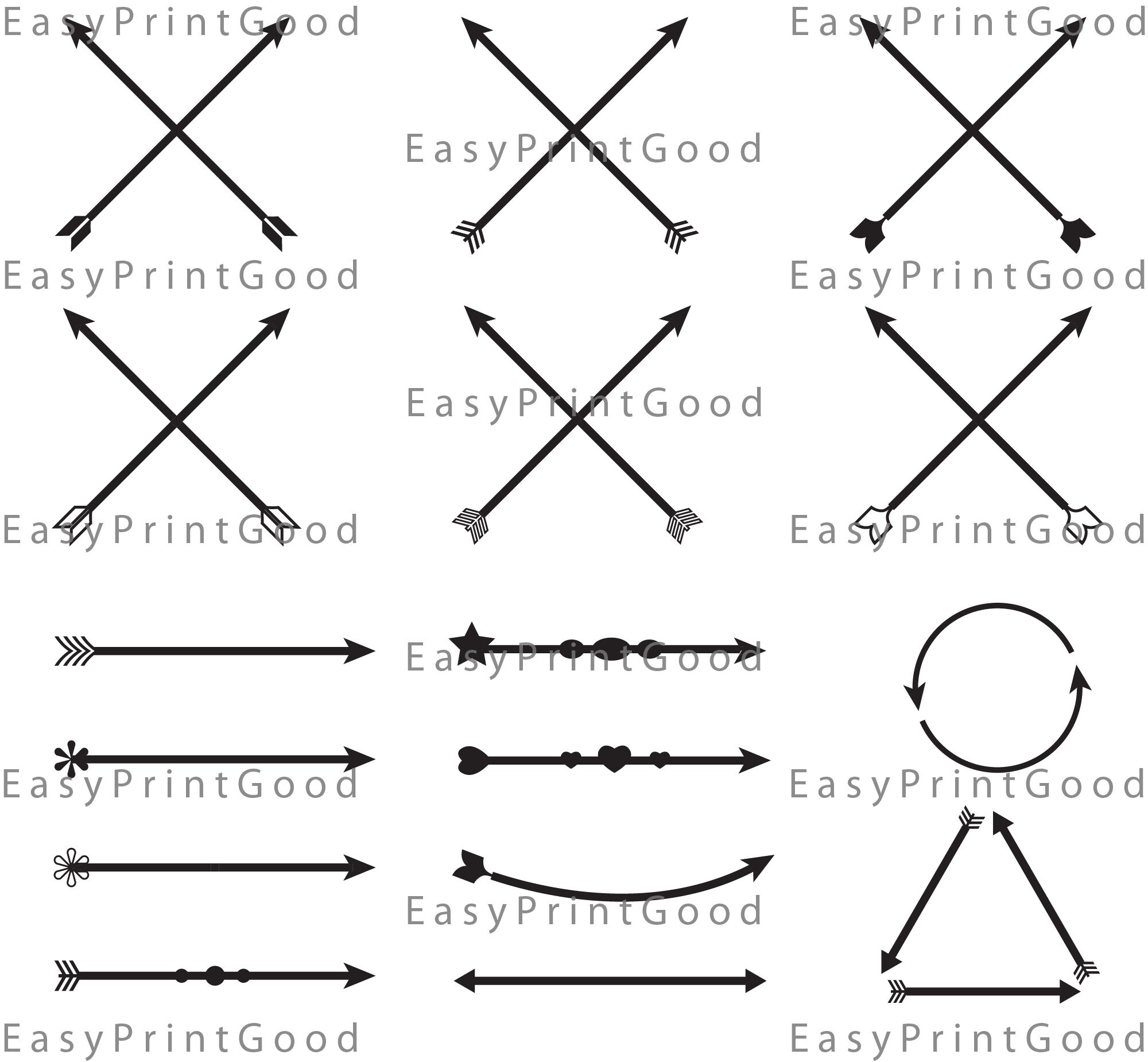 Decorative Arrow Clipart, SVG PNG JPG, Cricut Cut File (digital