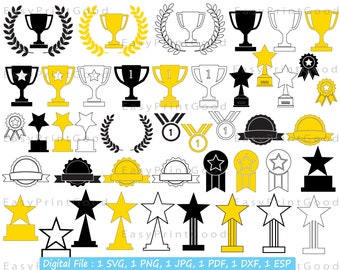 Trophy Award SVG Bundle: Champion Cup, Medal, Laurel (Cut Files)