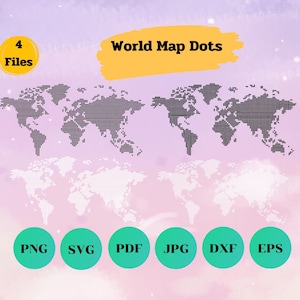 World Map Dots SVG: Square Dots Clipart (Digital Download)