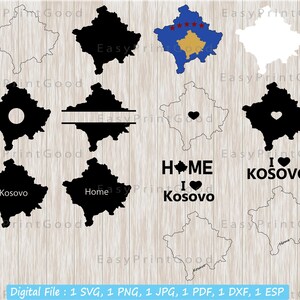 Kosovo Svg Bundle, Kosovo Karte, Plotterdatei, Clipart, Clipart, Clipart, Plotterdatei,
