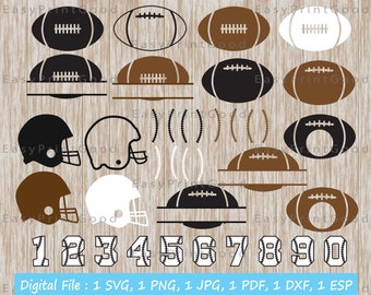 Football SVG: Helmet, Clipart, Monogram Frames (Digital Download)