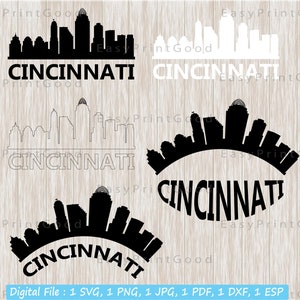 Cincinnati Skyline Cityscape Silhouette Svg, Cincinnati City, Estados Unidos, Cincinnati Ohio, City Shirt, Vinyl Sign, Cut file, Cricut Svg