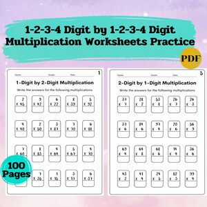 Multiplication Worksheets: 1-4 Digit Practice for Grades 4-5 (PDF Pattern