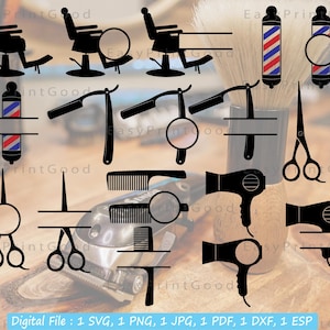Barber Monogram Svg, Barber Split Monogram Svg, Barber Shop Svg, Barber Svg, Hair Stylist Monogram Svg, Salon Haircut Svg, Cut file, Cricut