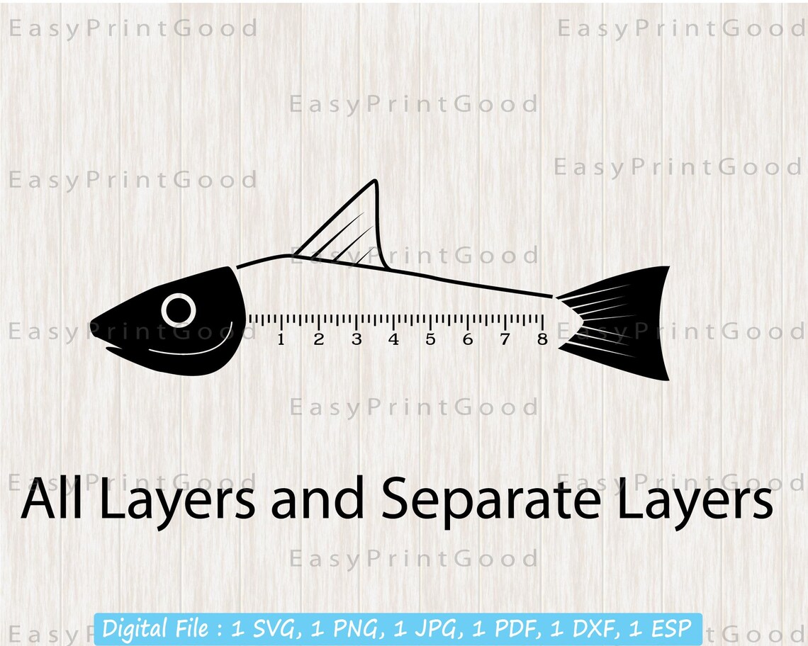 Download Fish Ruler Svg Fishermans Ruler Fish Ruler Clipart Fish | Etsy