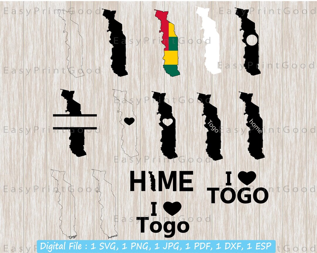 Togo Flag Map Svg Bundle, Togo Map, Togolese Clipart, Outline, Monogram ...