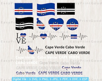 Cape Verde Flag SVG Bundle: National Flag Clipart (Digital Download)