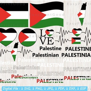 Palestine Flag Bundle, Palestinian Flag, Palestinian Clipart, Love, Waving Palestine, Palestine Flag Heart, Palestine Svg, Cut file, Cricut