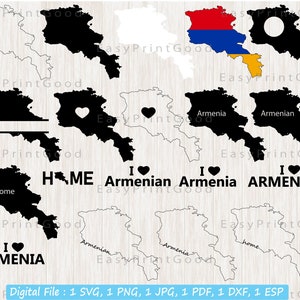Paquete de Svg de Armenia, Svg del país de Armenia, Clipart de Armenia, Contorno armenio, Svg de mapa, Amo Armenia, Hogar, Marco de monograma, Archivo de corte, Cricut