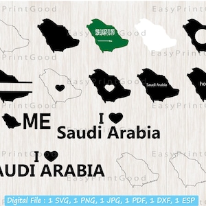 Saudi Arabia Map Svg Bundle, Saudi Arabia Clipart, Monogram Frame, Silhouette, Saudi Arabia Outline, Saudi Arabia Home, Cut file, Cricut
