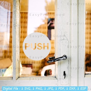 Push Pull Türschild Set Svg, Push Pull Vertikale Tür, Push Pull Horizontale Tür, Druck/Zug, druckbare Türschild, Cut File, Cricut Silhouette