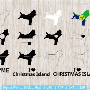 Paquete Svg del mapa de la isla de Navidad, mapa de la isla de Navidad, esquema, amor, hogar, marco de monograma, palabra de texto, archivo de corte, Cricut Svg