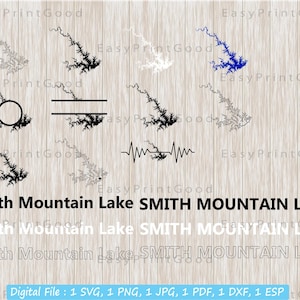 Smith Mountain Lake Svg Bundle, Smith Mountain Lake Map, Esquema, Amor, Virginia Map, Monogram Frame, Text Word, Cut file, Cricut, Die cuts
