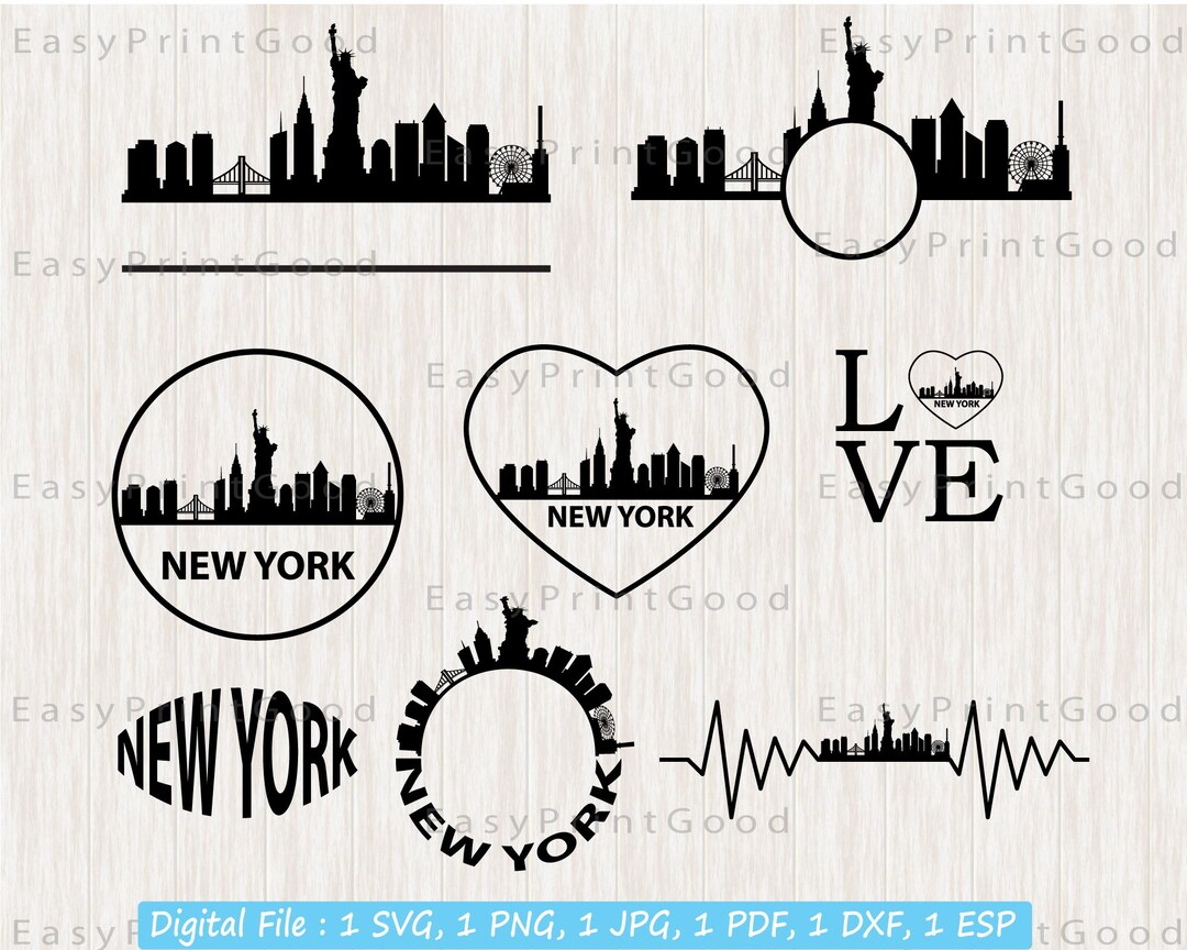 New York City Skyline SVG Bundle: NYC Silhouette Cut Files (digital ...