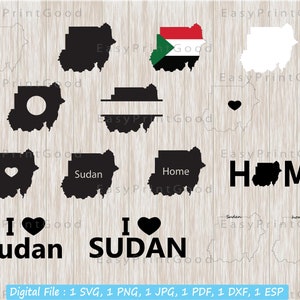 Sudan Map SVG Bundle: Sudanese Clipart, Flag, Outline (Digital Download)