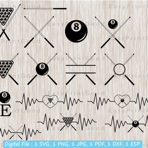 Billiards SVG Bundle: Snooker, Pool Game Clipart (Digital Download)