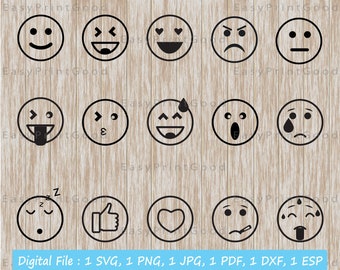 Emoji Svg Bundle Emoji Clipart Emoji Collection Emoji Cut Files Smiley Face Clipart Emoji Face Face Emoticons Cricut svg Cut file
