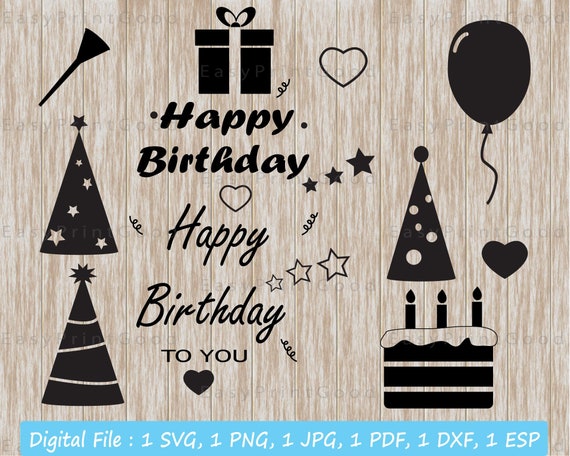 Download Happy Birthday Svg Birthday Hat Svg Party Balloon Svg Birthday Etsy