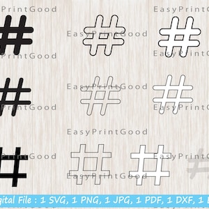 10 Hashtag Signs Svg, Hashtag Svg, Hashtag Sign Svg, Hashtag Clipart, Hashtag Bundle, Cutting File, Hashtag Silhouette, svg files for cricut