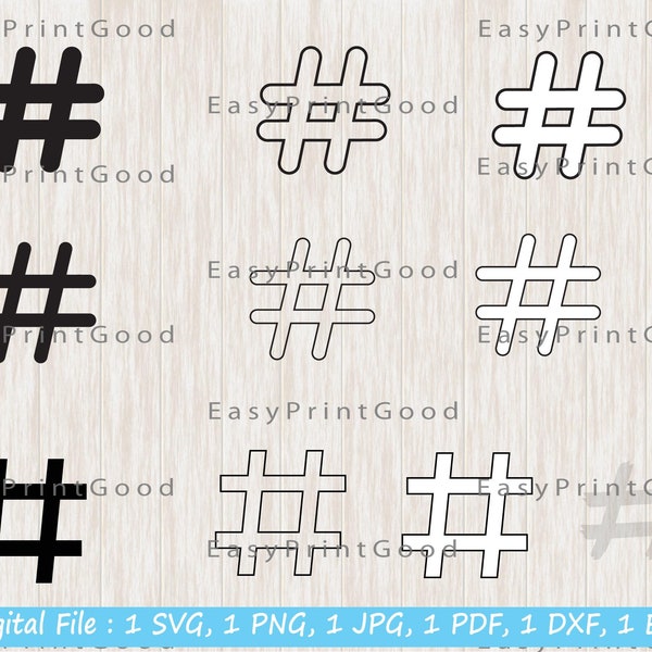 10 Hashtag Signs Svg, Hashtag Svg, Hashtag Sign Svg, Hashtag Clipart, Hashtag Bundle, Cutting File, Hashtag Silhouette, svg files for cricut