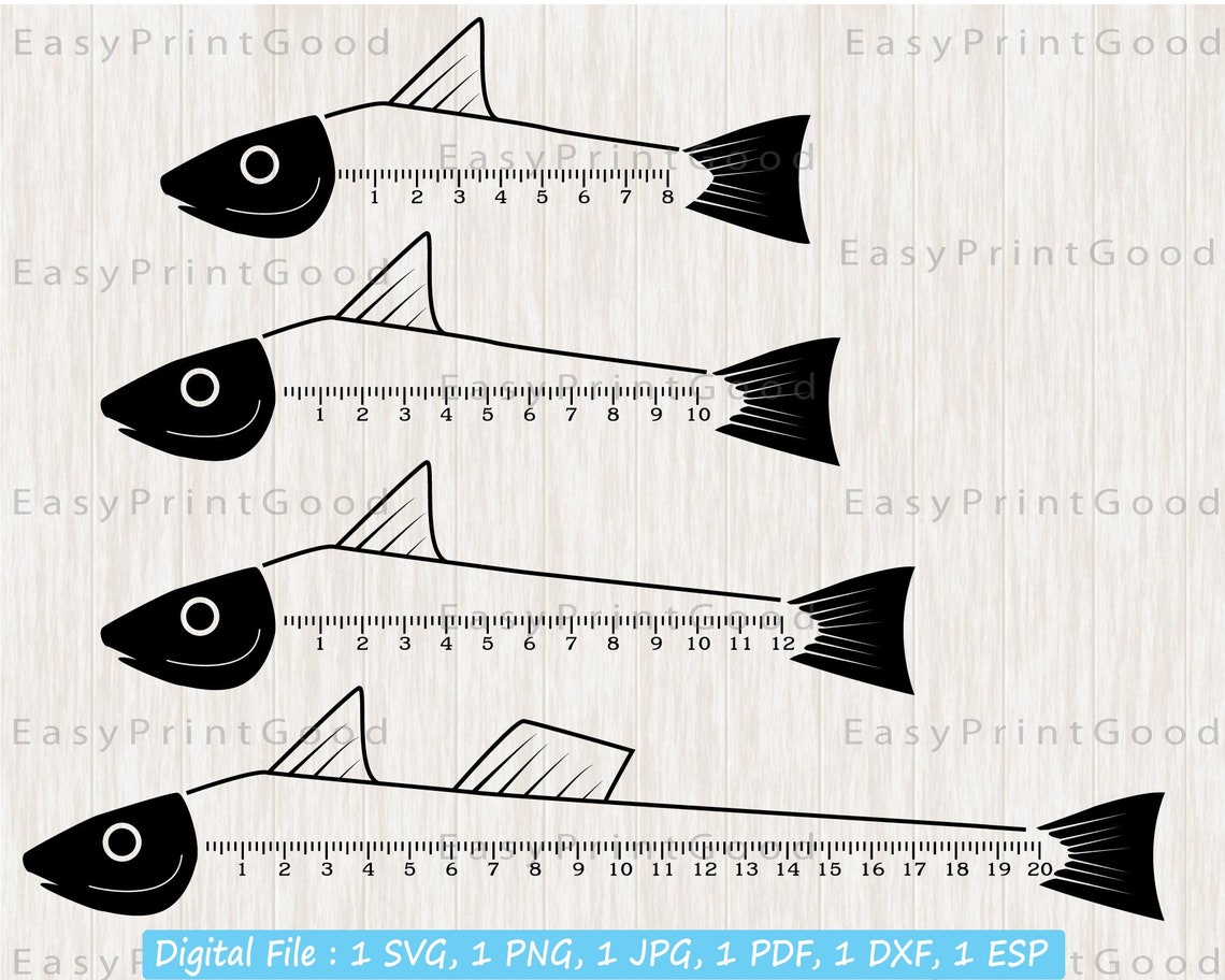 Download Fish Ruler Svg Fishermans Ruler Fish Ruler Clipart Fish | Etsy
