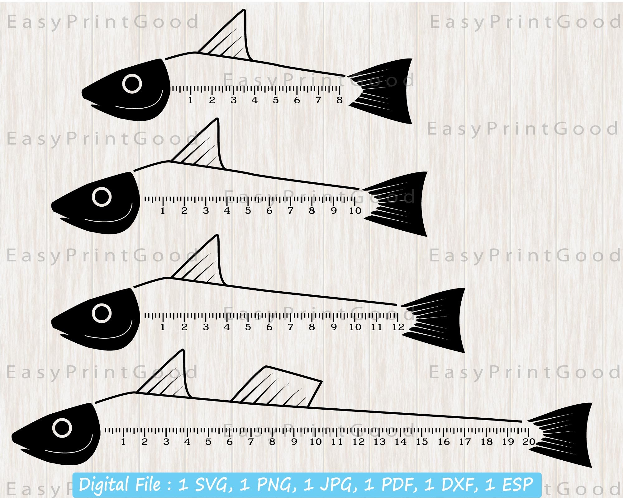 Fish Ruler Svg, Fisherman's Ruler, Fish Ruler Clipart, Fish Svg