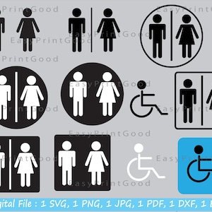 Restroom Icon SVG: Toilet, Bathroom, Men, Women (Digital Download)