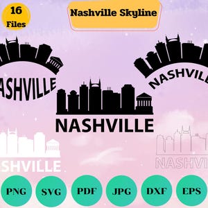 Nashville Svg, Nashville Skyline Cityscape silhouet, City Shirt, Tennessee Skyline Svg, Tennessee Usa stadsgezicht vinyl, gesneden bestand, Cricut
