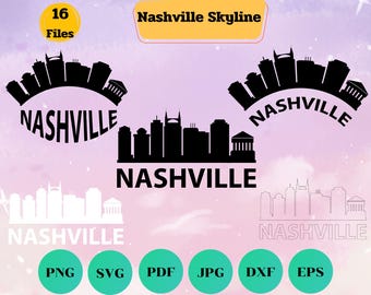 Nashville Skyline SVG: Tennessee stadsgezicht silhouet (digitale download)