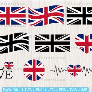 Royaume-Uni drapeau SVG Bundle, Royaume-Uni drapeau Svg, drapeau de l’Angleterre, drapeau du Royaume-Uni, drapeau de l’Angleterre, Union Jack drapeau britannique, drapeau britannique, couper fichier, Cricut