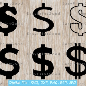 Dollar Sign SVG Bundle: Money Clipart, Silhouette Cut File (Digital Download)