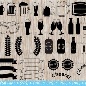 Beer Svg, Beer Mug Svg, Beer Clipart, Alcohol Svg, Beer Svg Bundle, Glass Bottle Svg, Beer Mug Silhouette, Beer Glass Svg, Cut file, Cricut
