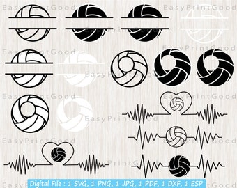 Volleyball SVG Bundle: Monogram Frame, Split Frame, Cut File (Digital Download)