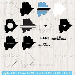 Botswana Svg Bundle, Botswana Svg, Botswana Outline, Botswana Map Svg, Botswana Home Svg, Love, Monogram Frame, Silhouette, Cut file, Cricut